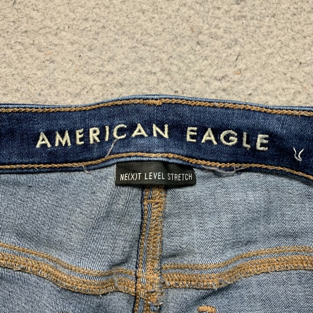 American Eagle Super Hi Rise Flare Jeans Womens Size 14 Blue 32x30 - Picture 3 of 11